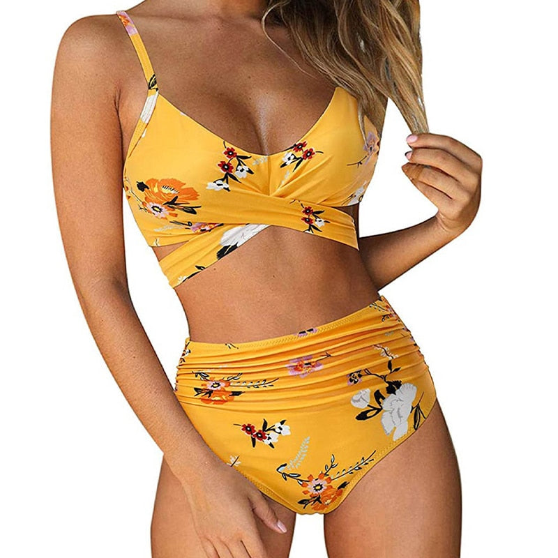 Women Colorful High Waisted Bikini Set
