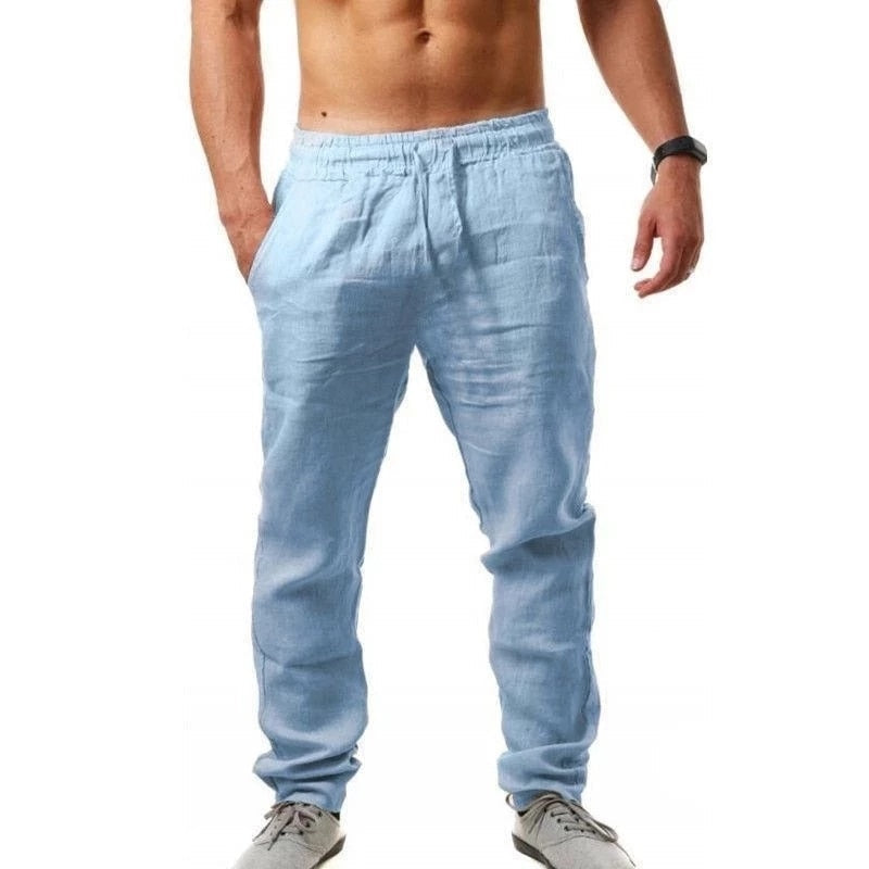 Men's Linen Pants Lightweight Summer Trousers Relaxed Fit - Image 2