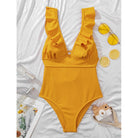 Women Boho One Piece Swimsuit Sexy Ruched Low Back - Image 14