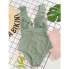 Women Boho One Piece Swimsuit Sexy Ruched Low Back - Image 18