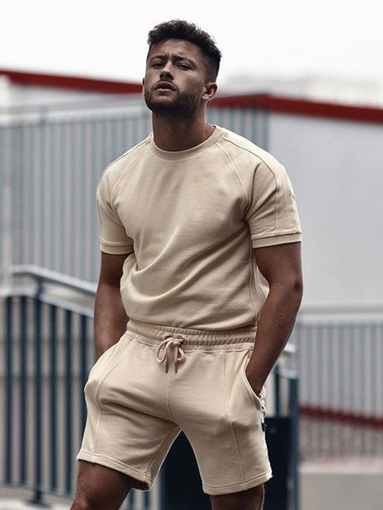 Men's Matching Short Set Two Piece Summer Casual Shirt Shorts