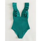 Women Boho One Piece Swimsuit Sexy Ruched Low Back - Image 13