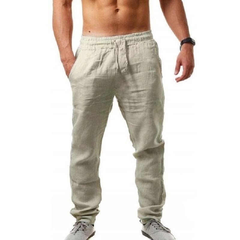 Men's Linen Pants Lightweight Summer Trousers Relaxed Fit - Image 5