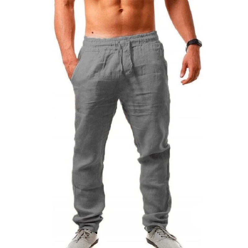 Men's Linen Pants Lightweight Summer Trousers Relaxed Fit - Image 7