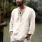Men's Casual Linen Shirt V-Neck Summer Beach