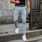 Men's Plaid Slim Fit Stretch Chino Pants - Image 5