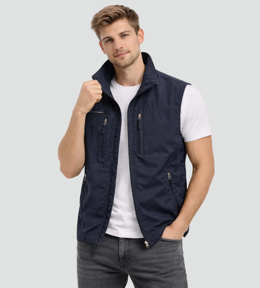 Bodywarmer Heren Rits Opstaande Kraag Outdoor Vest
