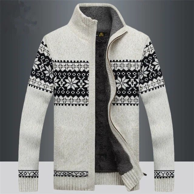 Heren Gebreid Fleece Vest met Winter Patroon en Hoge Kraag - Image 3