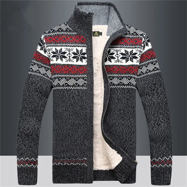 Heren Gebreid Fleece Vest met Winter Patroon en Hoge Kraag - Image 5