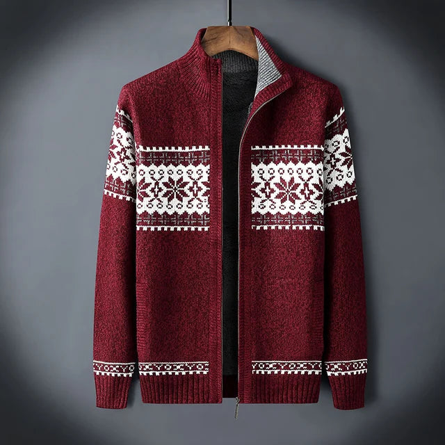 Heren Gebreid Fleece Vest met Winter Patroon en Hoge Kraag - Image 6