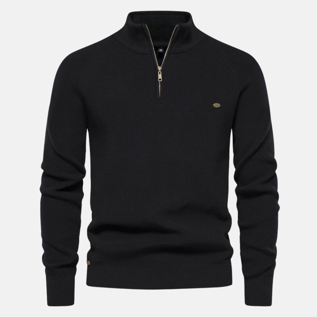 Heren Sweater Met Half-Zip En Ribgebreide Mouwen - Image 2