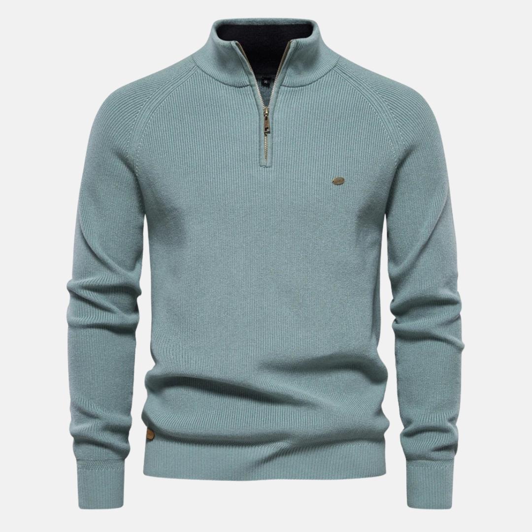 Heren Sweater Met Half-Zip En Ribgebreide Mouwen - Image 8