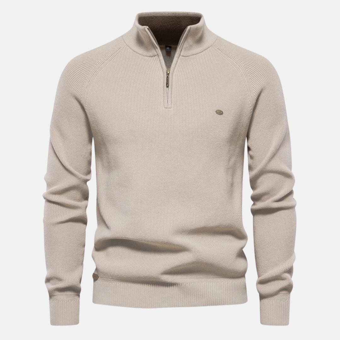 Heren Sweater Met Half-Zip En Ribgebreide Mouwen - Image 9
