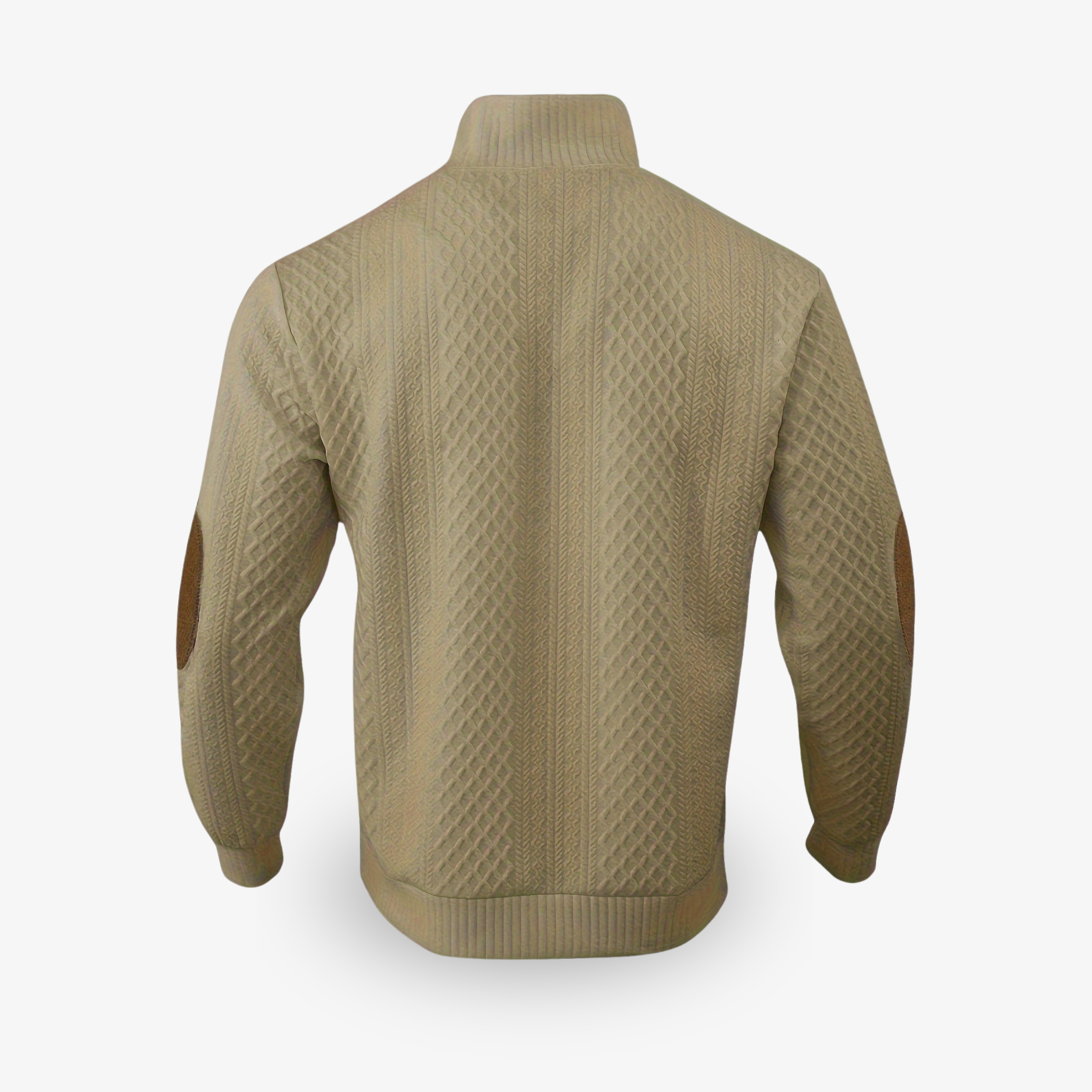 Heren Luxe Trui met Kabelpatroon en Elleboogstukken - Image 2