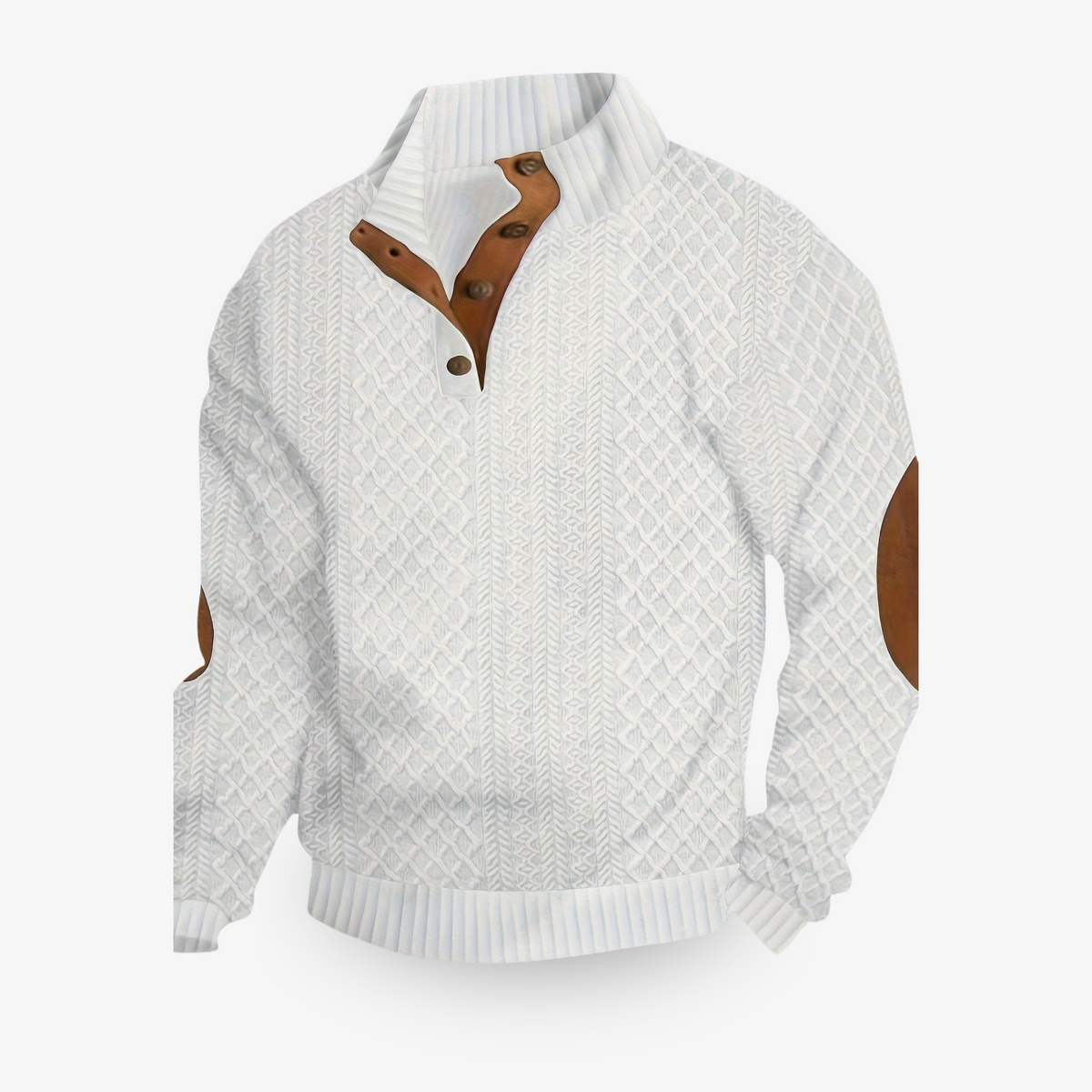 Heren Luxe Trui met Kabelpatroon en Elleboogstukken - Image 7