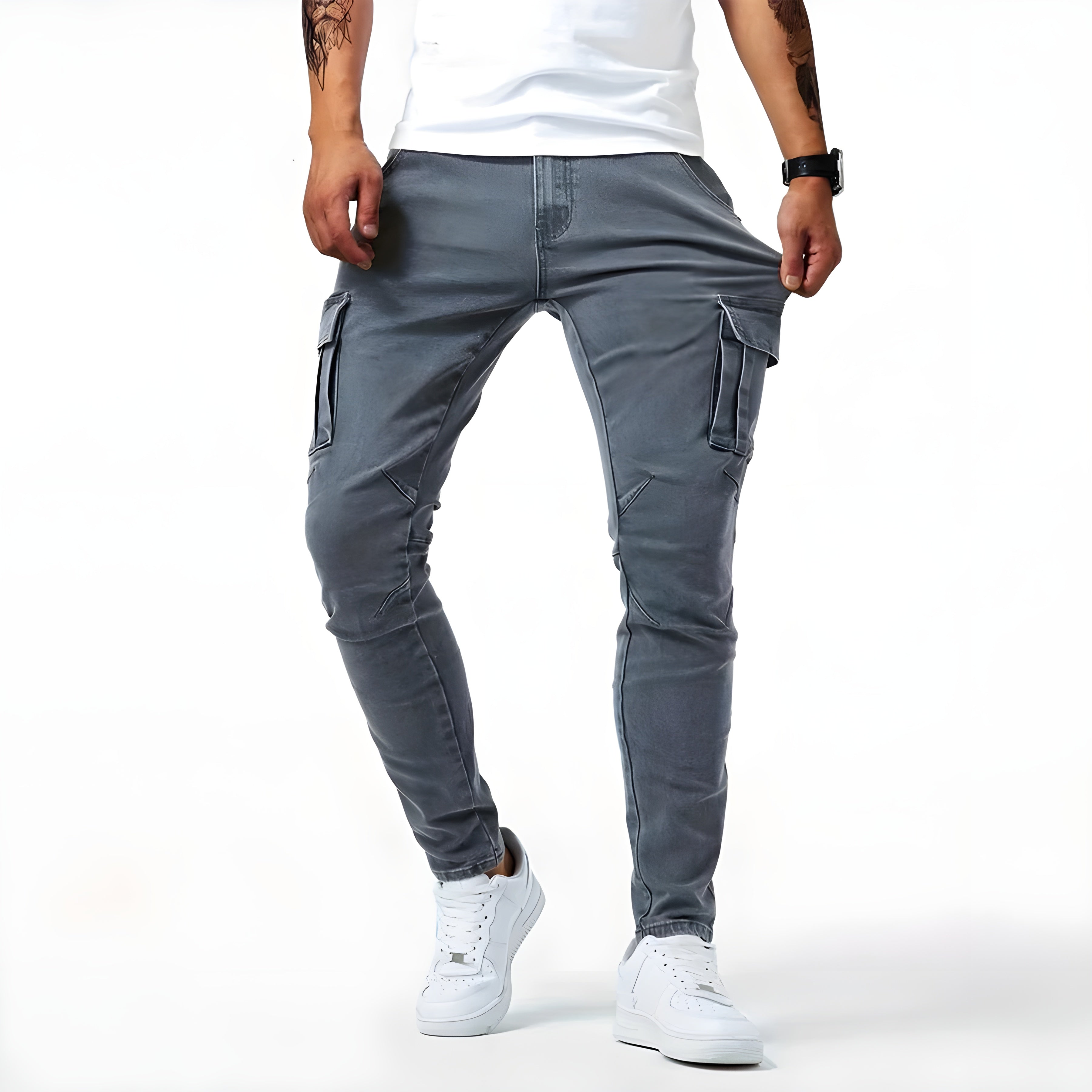Men's Stretch Denim Cargo Pants - Image 2