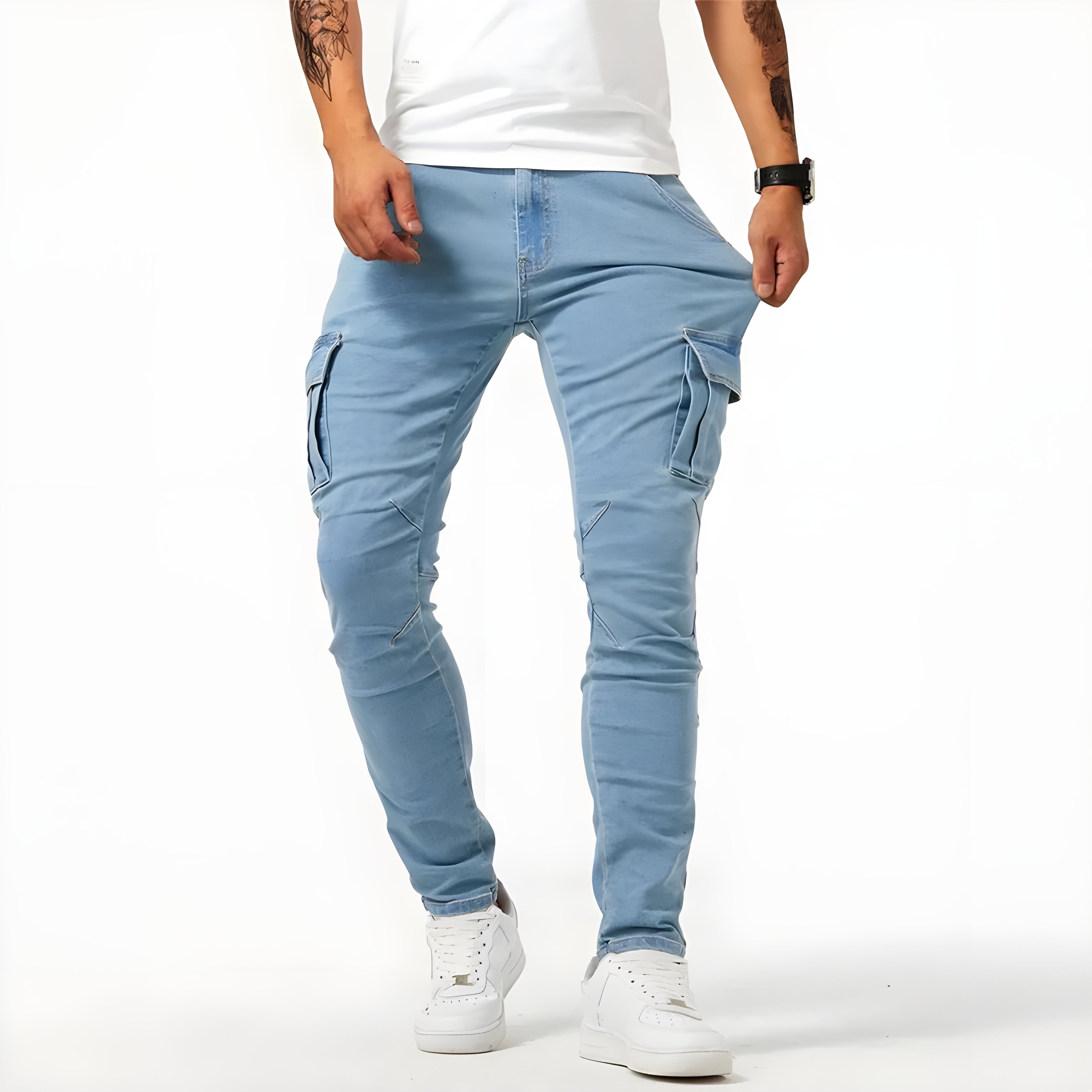 Men's Stretch Denim Cargo Pants - Image 7