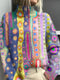Camisola de malha de gola alta para mulher com padrão abstrato
