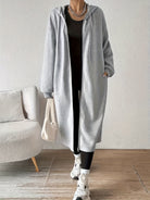 Women's Long Hooded Zip-Up Relaxed Fit Jacket - Image 5