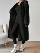 Women's Long Hooded Zip-Up Relaxed Fit Jacket - Image 8