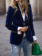 Women's Single Button Tailored Blazer Gold Detail - Image 4