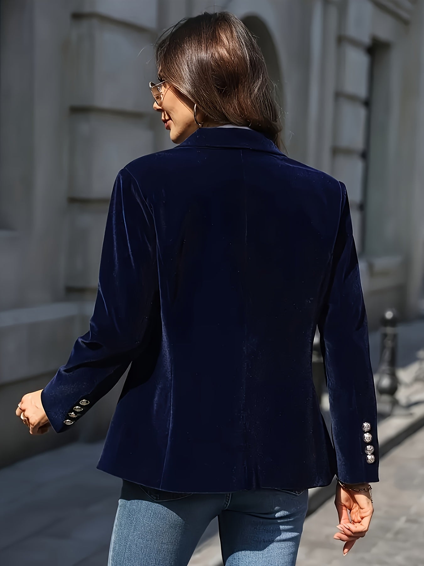 Women's Single Button Tailored Blazer Gold Detail - Image 8