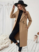 Women's Long Trench Coat Notch Lapel Winter Maxi - Image 4