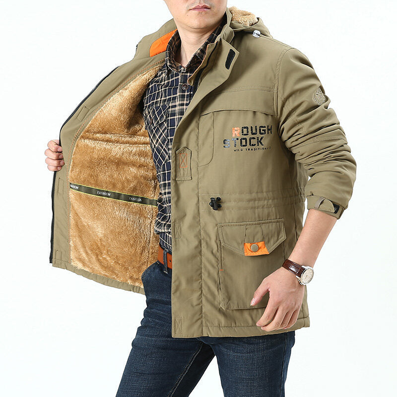 Men's Hooded Insulated Jacket with Multiple Pockets