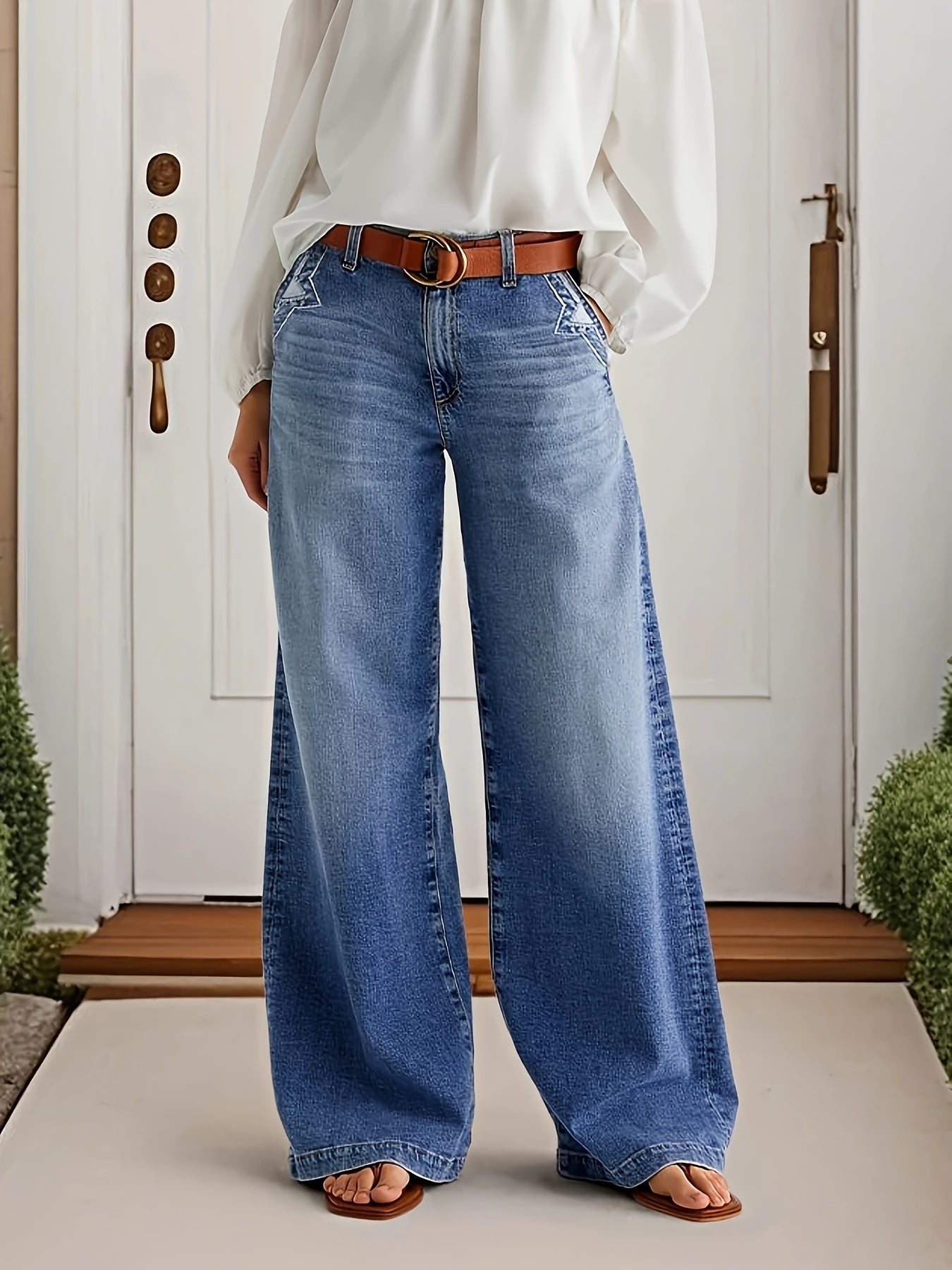 Women High Waisted Wide Leg Jeans Denim - Image 3