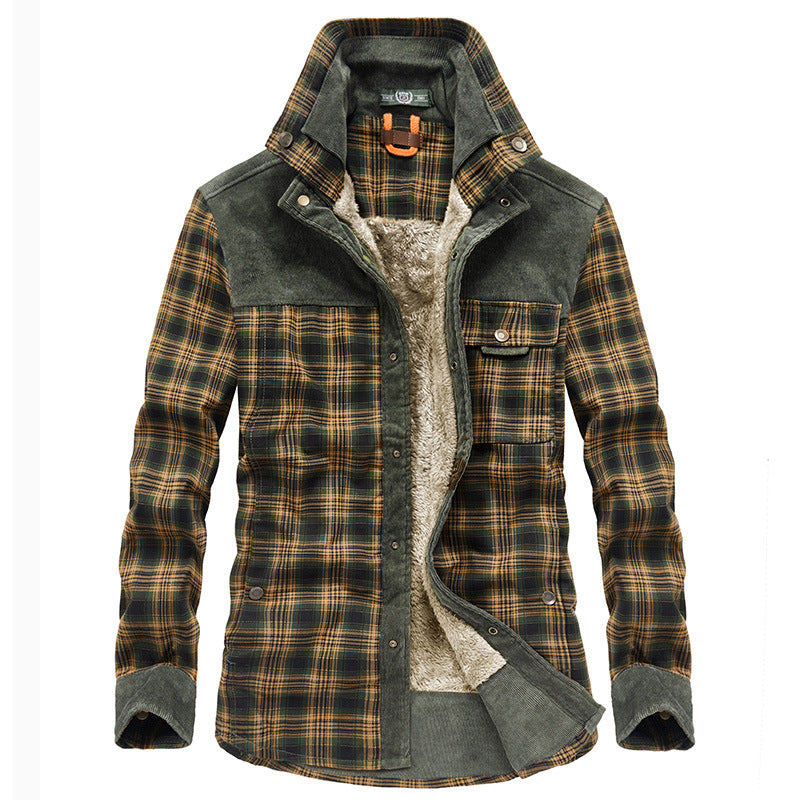 Men's Plaid Insulated Shirt Jacket with Pockets