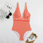 Women Striped Flattering One Piece Swimsuit Tummy Control - Image 8