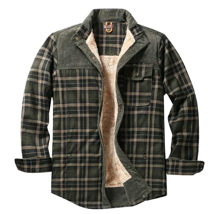 Men's Plaid Flannel Teddy-Lined Jacket