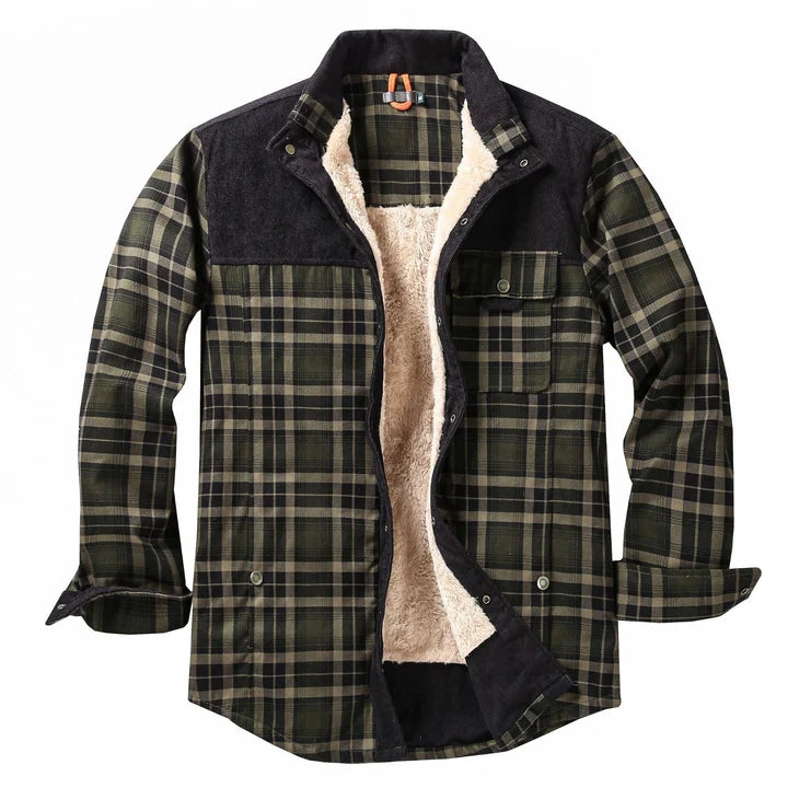 Men's Plaid Flannel Teddy-Lined Jacket