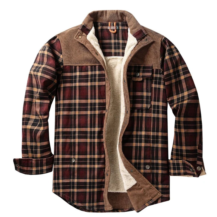 Men's Plaid Flannel Teddy-Lined Jacket
