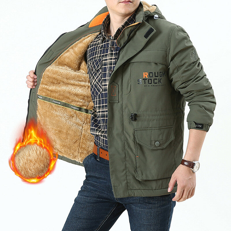 Men's Hooded Insulated Jacket with Multiple Pockets