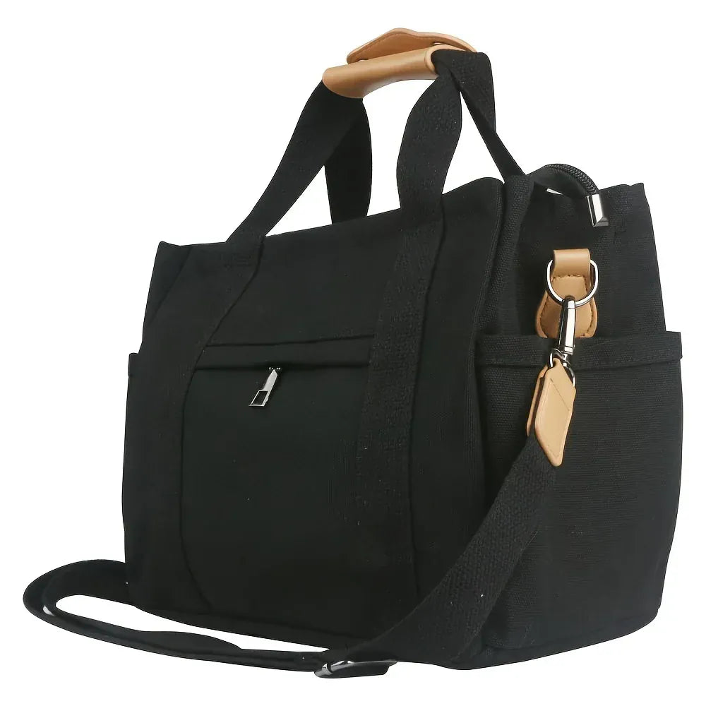 Women Large Tote Bag Shoulder Strap Pockets - Image 6