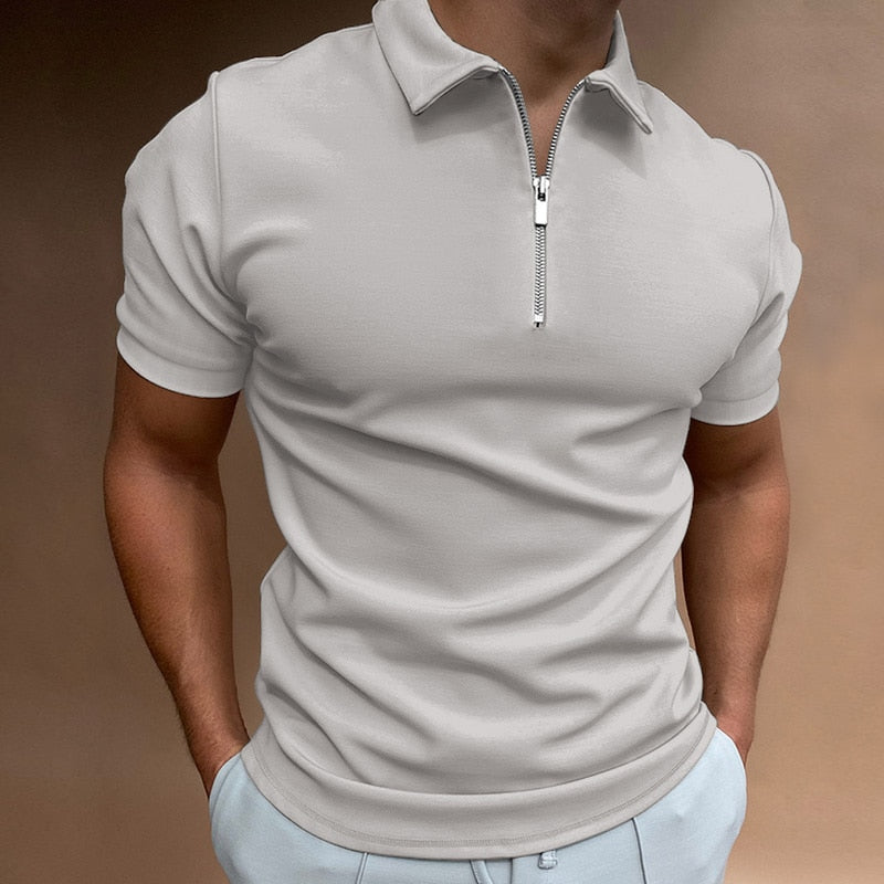 Men's Slim Fit Quarter Zip Polo Shirt - Image 4