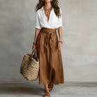 Women Two Piece Set Blouse Midi Skirt Co-Ord Casual - Image 2