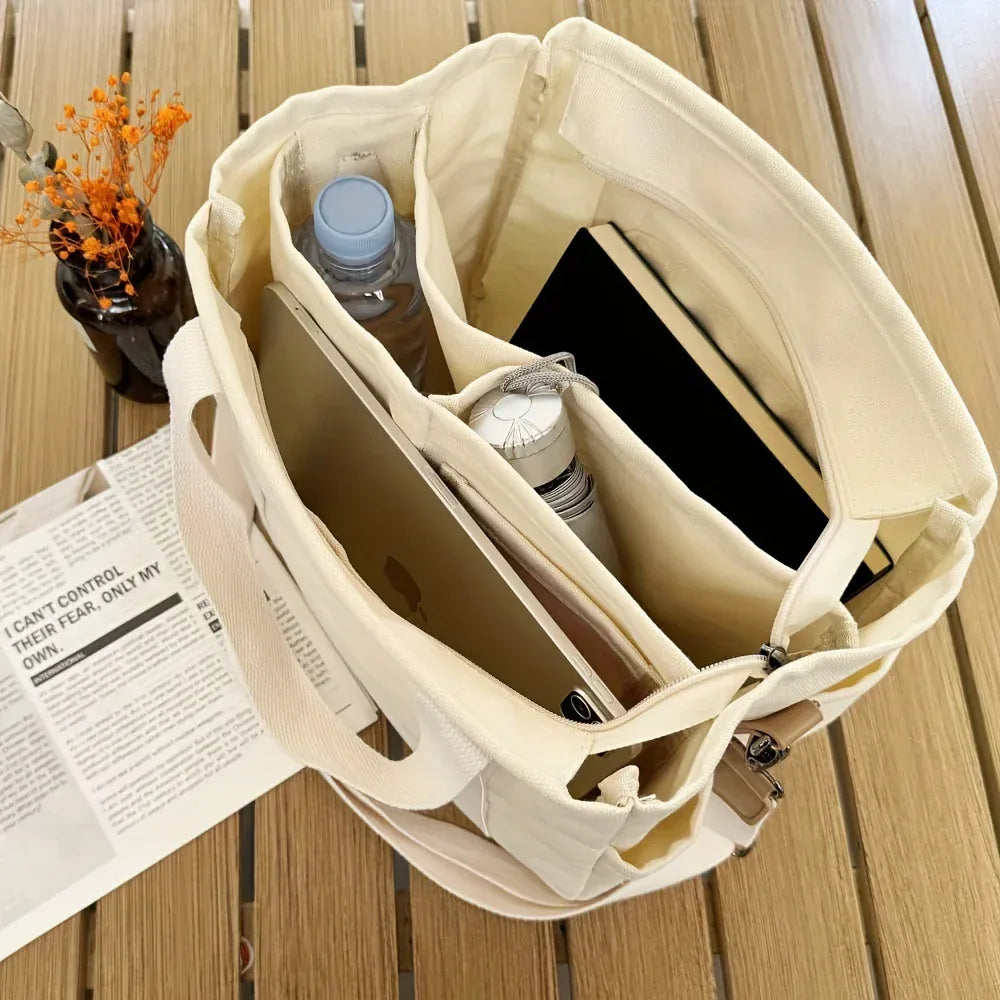 Women Large Tote Bag Shoulder Strap Pockets - Image 5