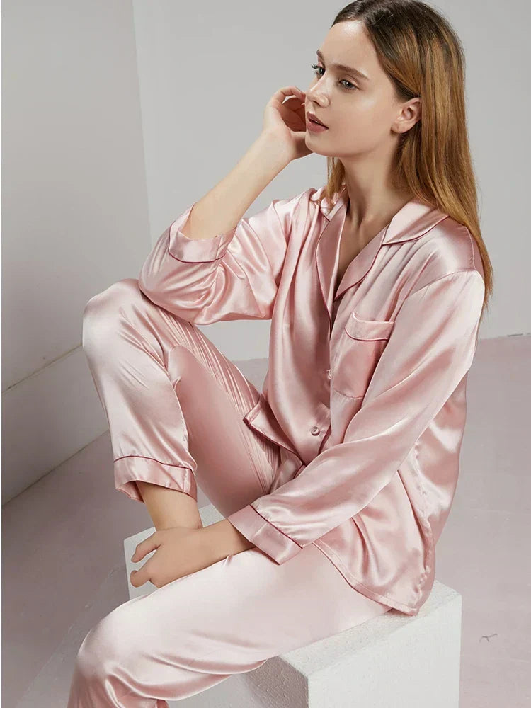 Women's Mulberry Silk Pajama Set Luxury Sleepwear
