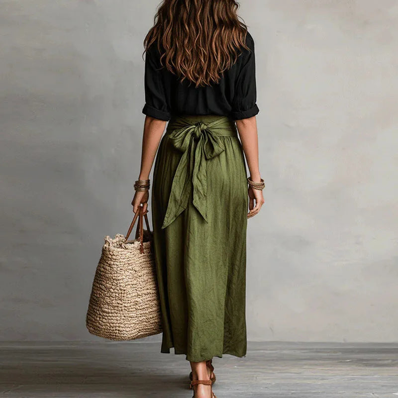 Women Two Piece Set Blouse Midi Skirt Co-Ord Casual - Image 6