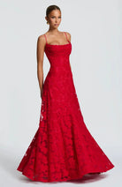 Women Floral Embroidered Maxi Evening Dress Sleeveless Formal Gown - Image 14