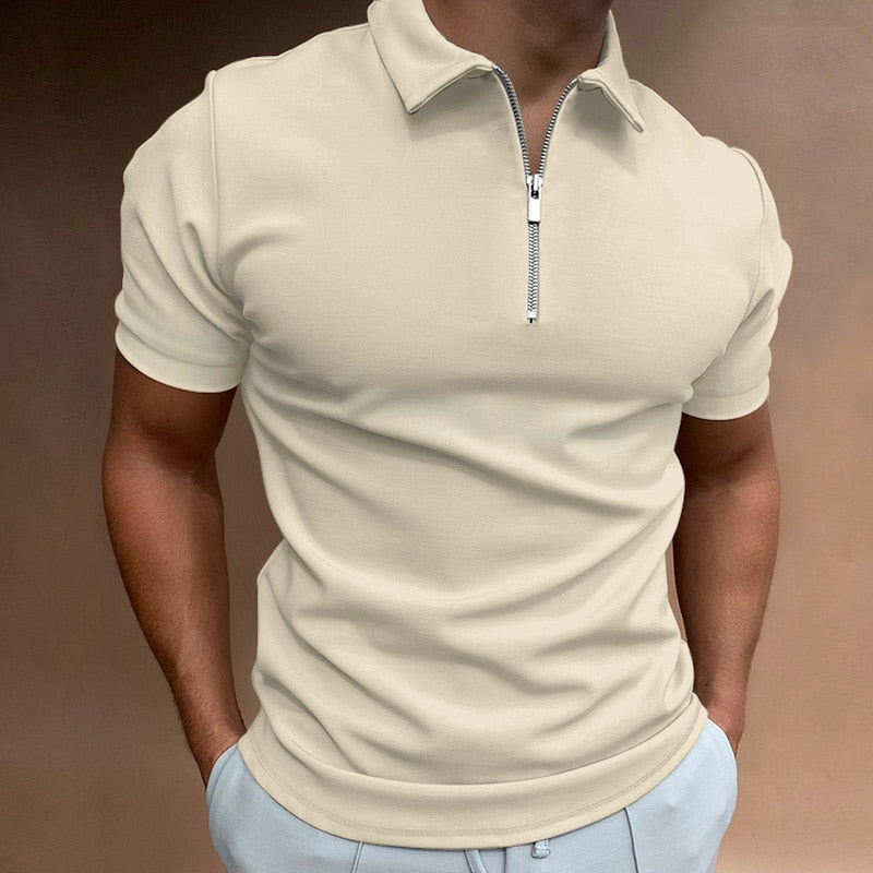 Men's Slim Fit Quarter Zip Polo Shirt - Image 6
