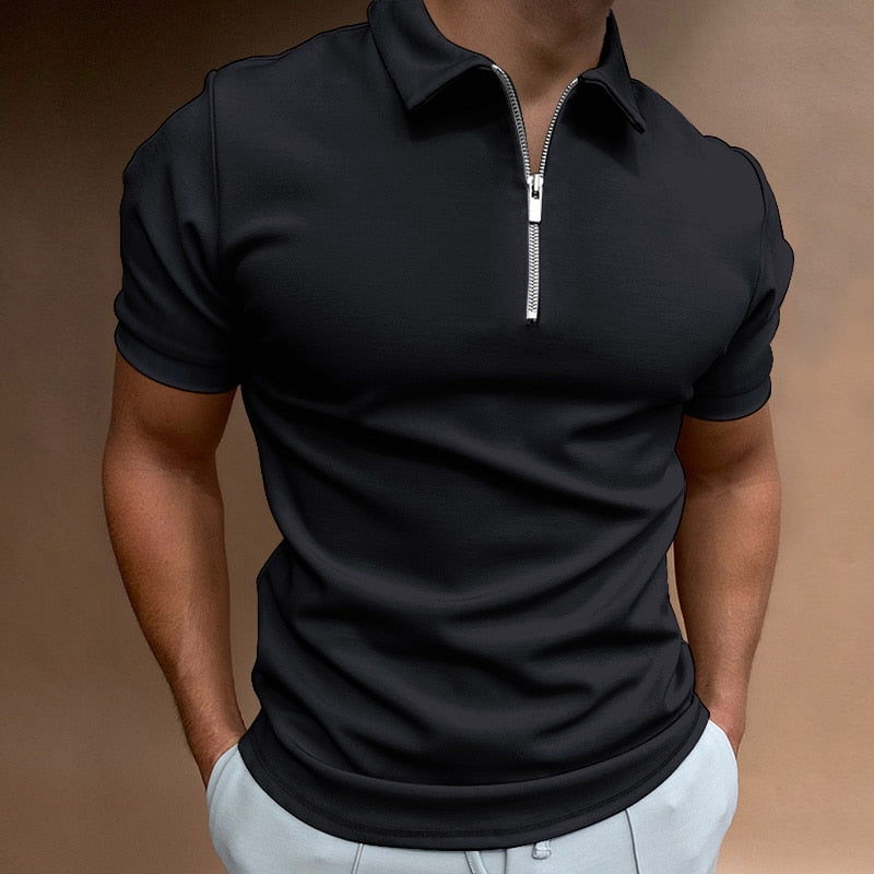 Men's Slim Fit Quarter Zip Polo Shirt