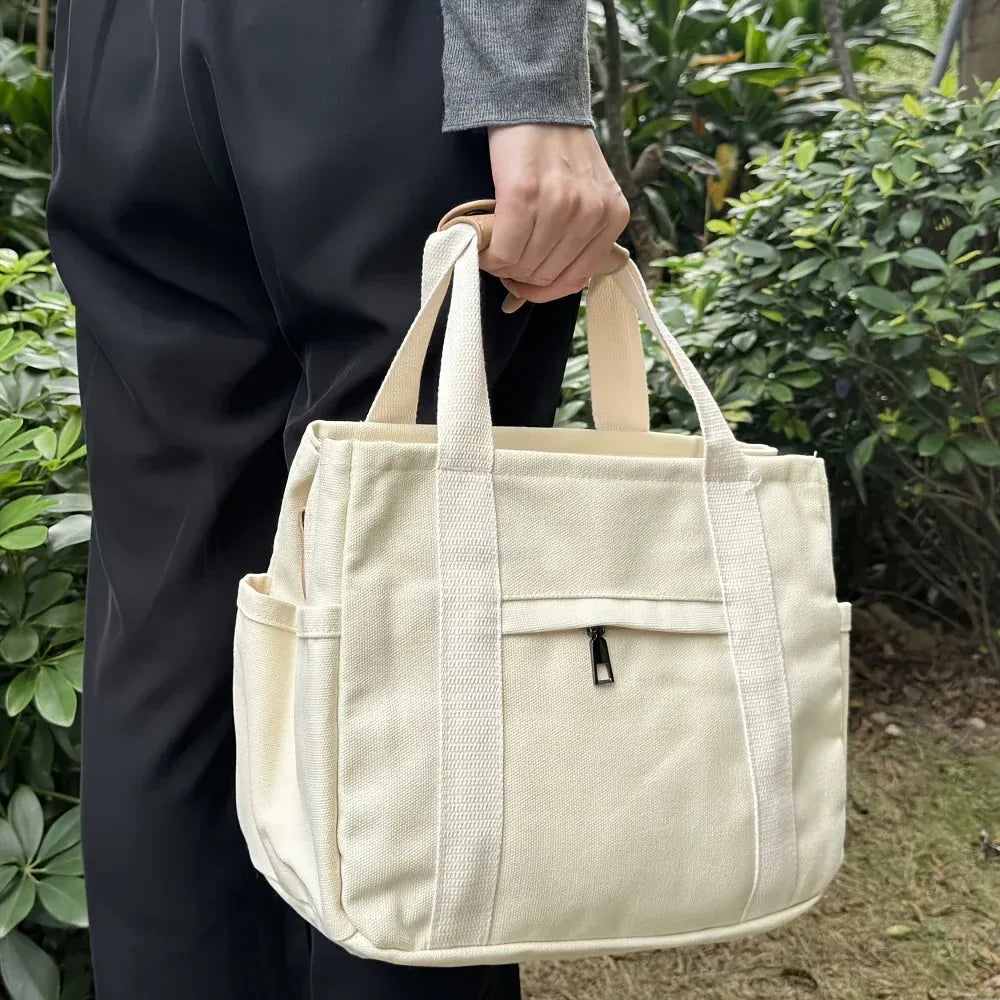Women Large Tote Bag Shoulder Strap Pockets - Image 2