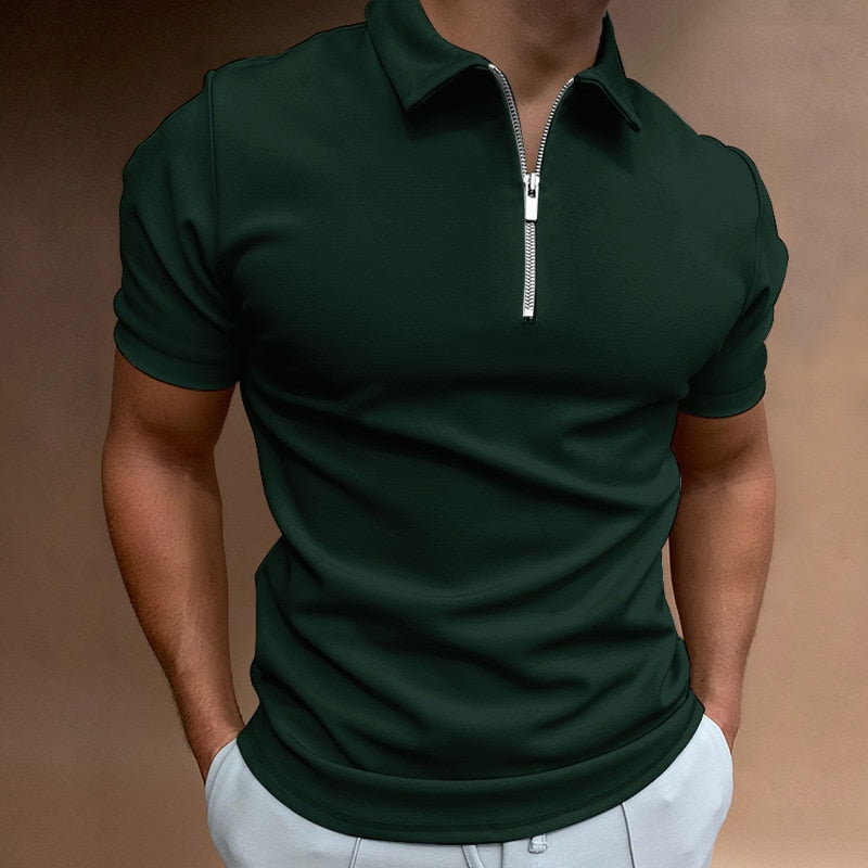 Men's Slim Fit Quarter Zip Polo Shirt - Image 5
