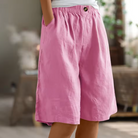 Women Linen Relaxed Fit Shorts Knee Length - Image 5