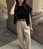 Women's Black Faux Leather Belt Gold Buckle Slim - Image 3