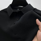 Men's Ribbed Knit Short Sleeve Polo Shirt - Image 3