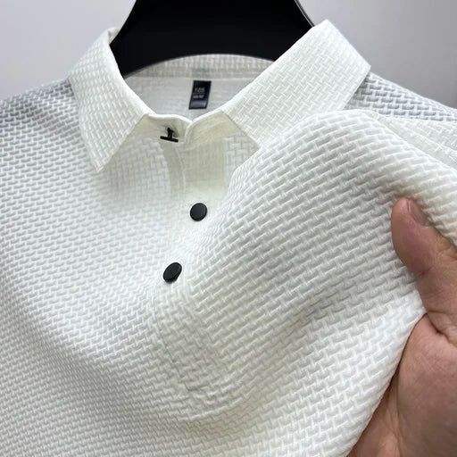 Men's Ribbed Knit Short Sleeve Polo Shirt - Image 6